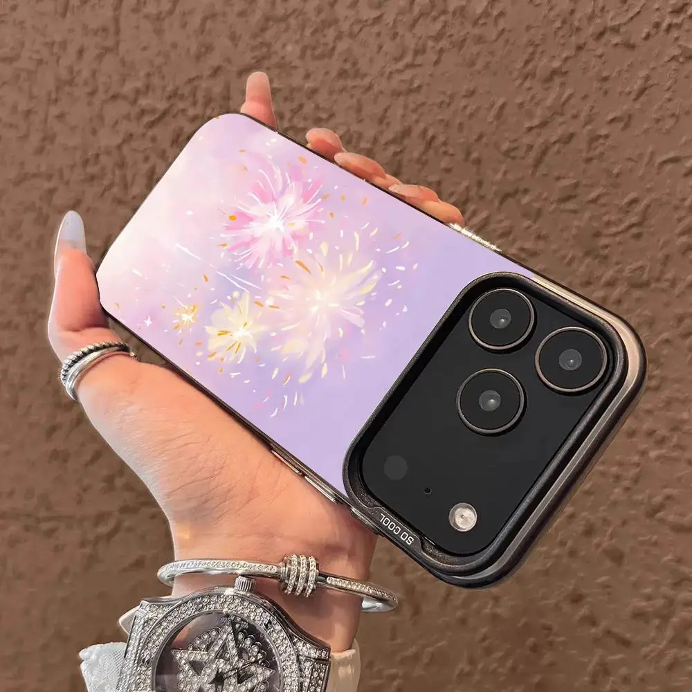 حافظة هاتف بأنماط سلسلة أرجوانية لهاتف iPhone17 16 15 14 13 12 11 Pro/ Max/Plus غطاء خلفي مقاوم للصدمات مضاد للبصمة