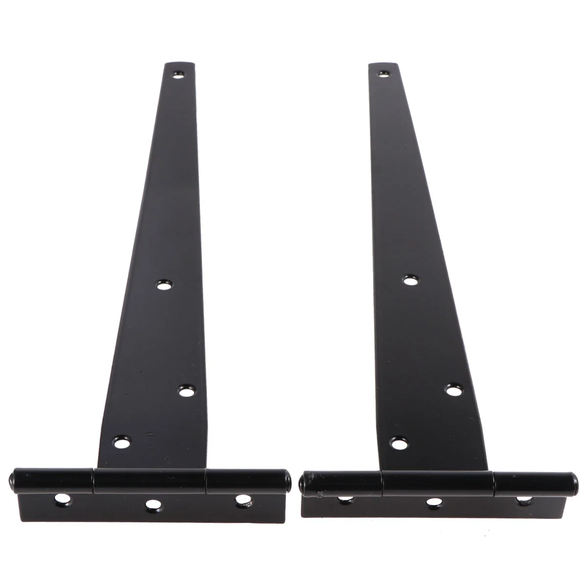 2PCS 12 Inches T Shape Rustproof Iron Light Duty Shed Hinge Gate Strap Hinge Door Gates Hinges (Black)