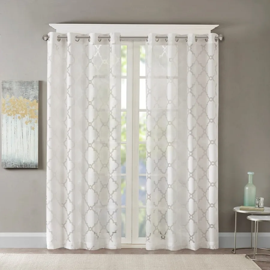 

Fretwork Burnout Sheer Curtain Panel Only 1 Pc Panel