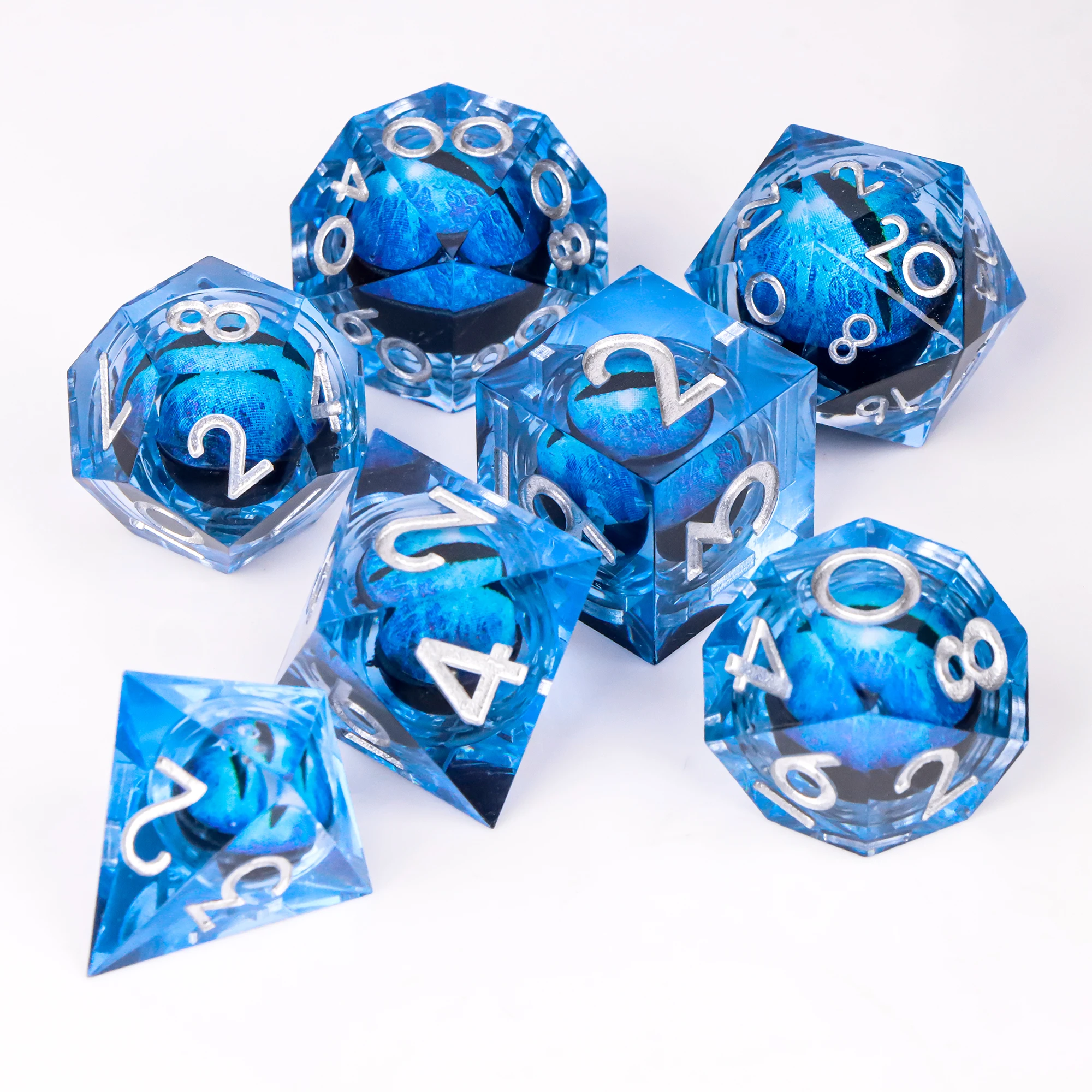 

Resin Dice Dragon Eye Dice Liquid Core Purple Sharp Edged Dice Set, Dungeons Polyhedral D and D Dice Set,D20 D12 D10 D8 D6