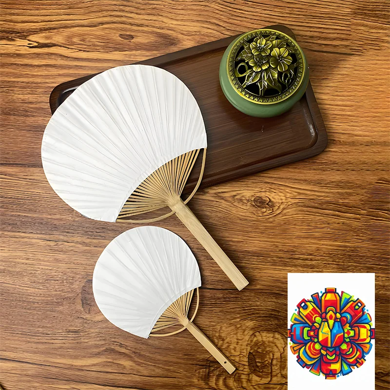 Pure White Blank Group Fan With Bamboo Handle Calligraphy Painting DIY White Hand Fan For Summer Decoration