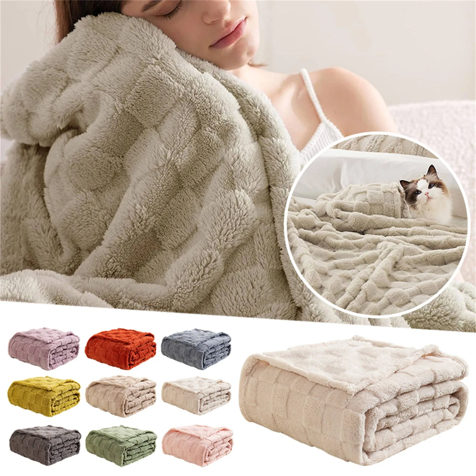 

Thickened Checkerboard Blanket Checkerboard Plush Plush Sofa Blanket Soft Warm Fuzzy Bed Blanket Home High Appearance Blanket