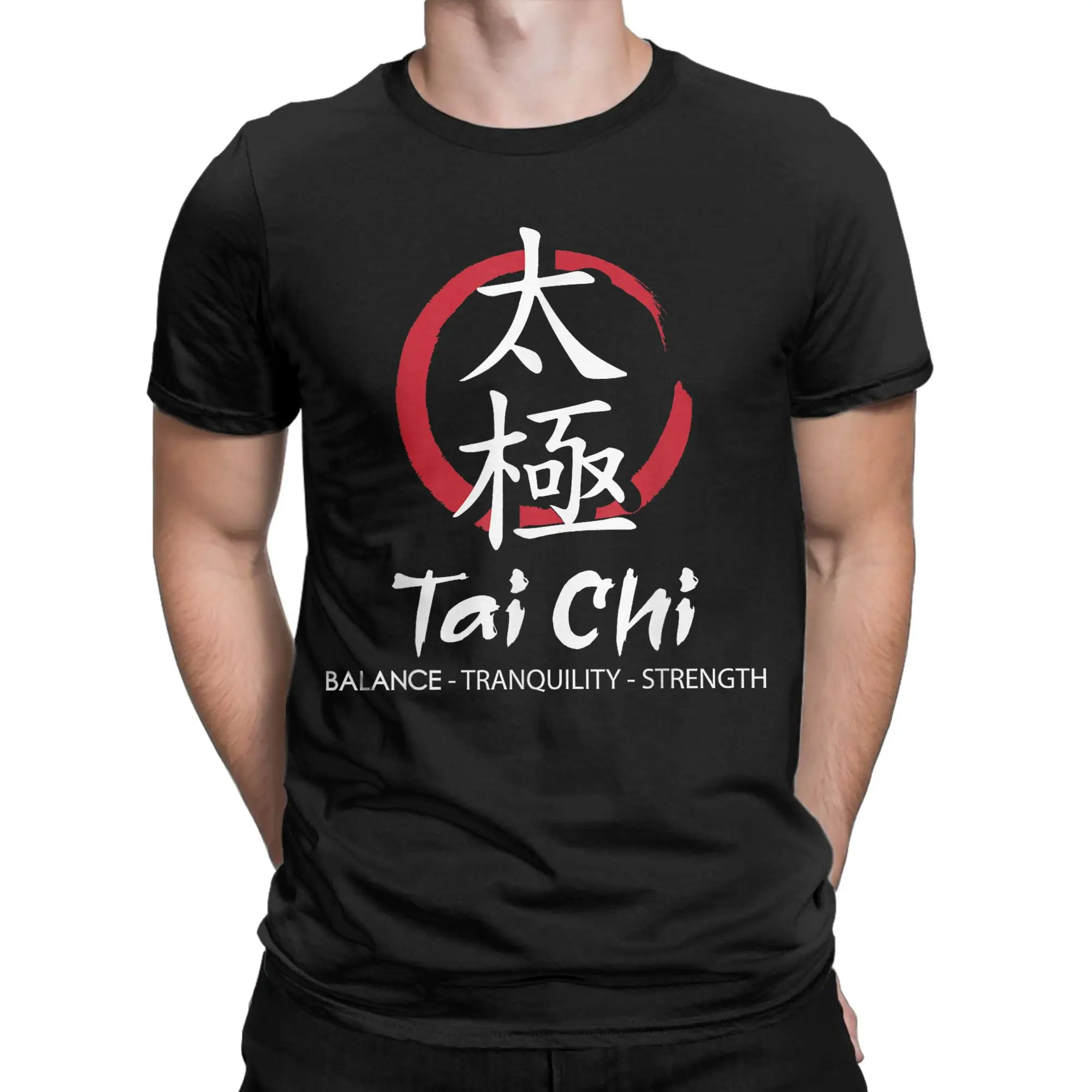 Men's T-Shirt Tai Chi Meditation Martial Arts Zen Balance Cotton Tees Short Sleeve  T Shirts Round Collar Clothing Plus Size