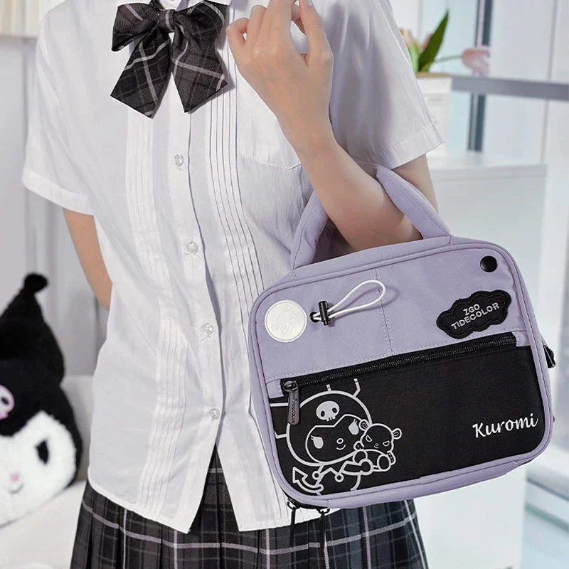 

Портативная косметичка Hello Kitty Kuromi Girl, большая вместительная дорожная сумка для хранения для женщин, аниме-фигурка, каваи, мультфильм