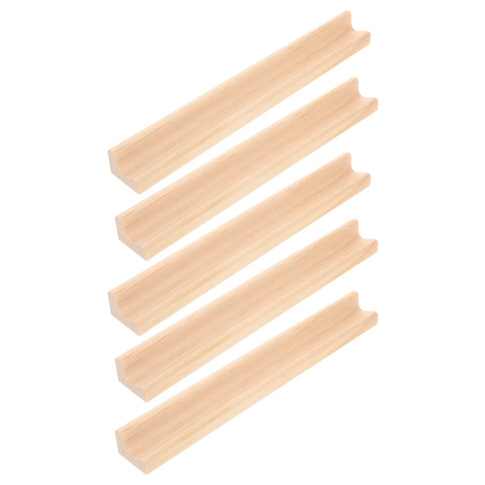 5Pcs Wooden Game Tile Holder Rack for Letters Dominoes Mahjong Tiles Tiered Stable Base Easy Clean Natural Wood Board