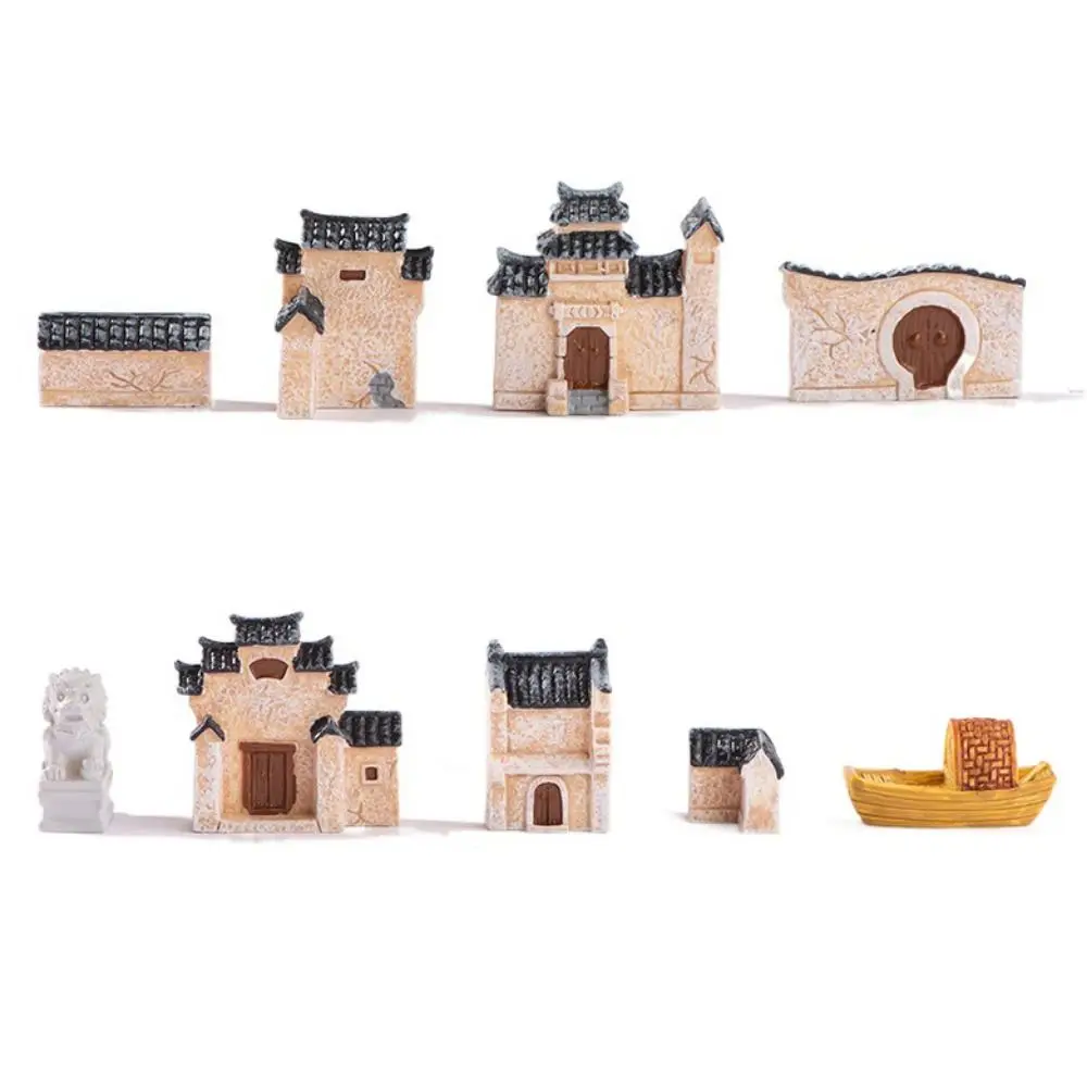 

Decorative Mini Resin House Retor Resin Bonsai Landscaping Chinese Style Mini Old City Gate Fairy Garden
