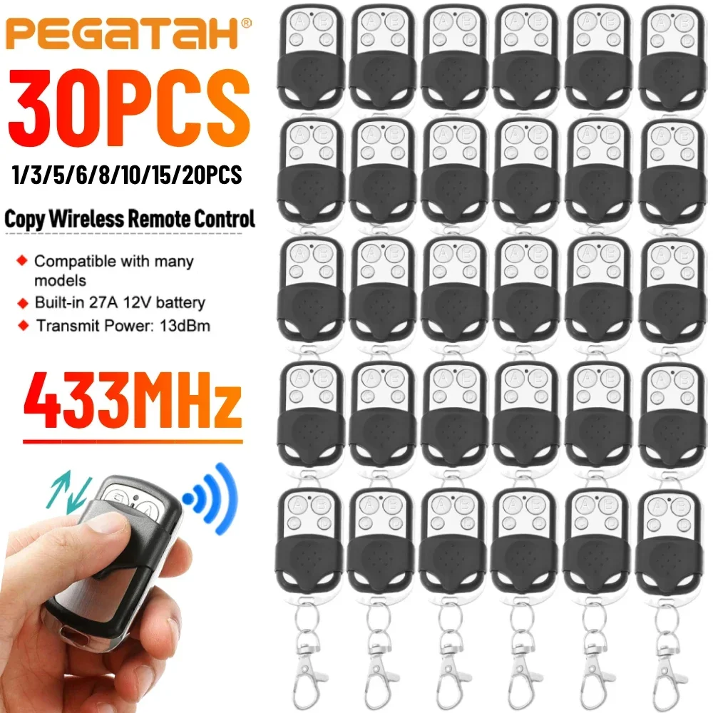 1-30PCS 433MHz Smart Copy Duplicator Remote Control 4 Button Electric Garage Door Gate Remote Cloning Transmitter Controllers