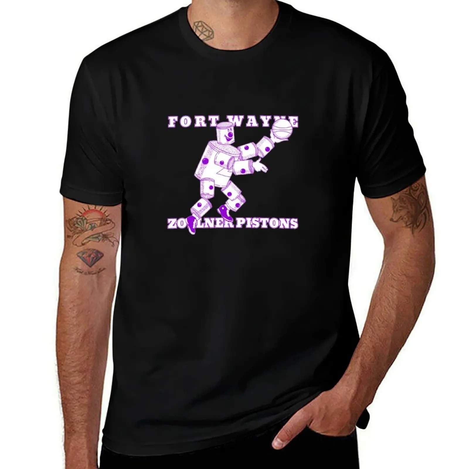 Fort Wayne Zollner Pistons Vintage Logo T-Shirt Breathable Workout Short Sleeve Top T-Shirt