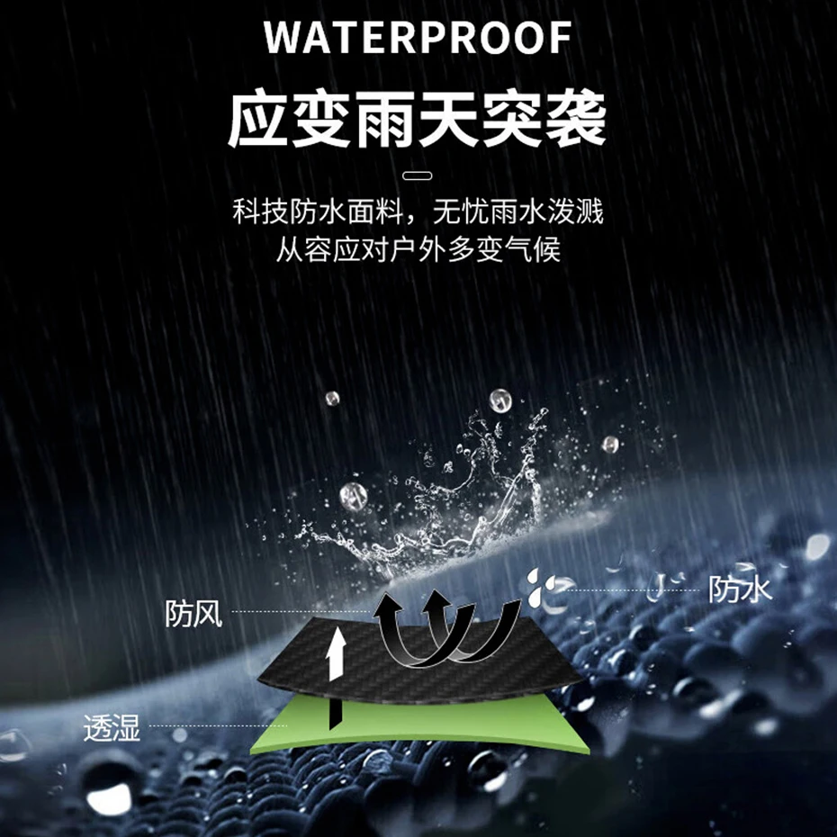 Black Waterproof Windbreaker Jacket Men Hooded Jacket Spring Autumn Fashion Casual Solid Color Camp Jacket Coat Male