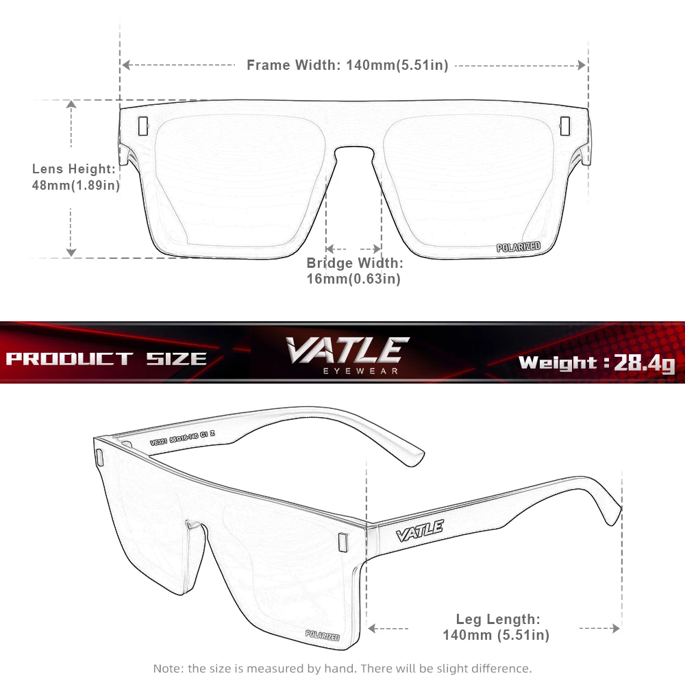 VATLE Übergroße rahmenlose Sonnenbrille, klassische Luxus-polarisierte Brille, Herren-Freizeit-Sportbrille, UV400 – Detail 1