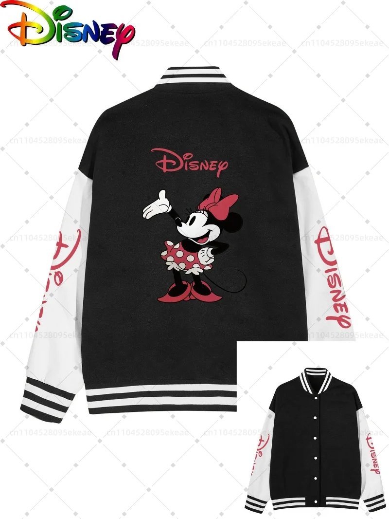 

DISNEY Vintage MINNIE MOUSE Baseball Jacket Men Fashionable Sports and Leisure Autumn Winter Jacket Loose Cartoon Top Teenagers