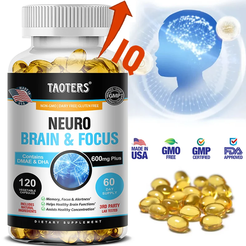 Gedächtnis, Fokus, Klarheit, Energie Gehirn ergänzung-noo tropic brain booster dmae Vitamine a, c, d, e, b1, b2, b3, b5, b6 Kapseln