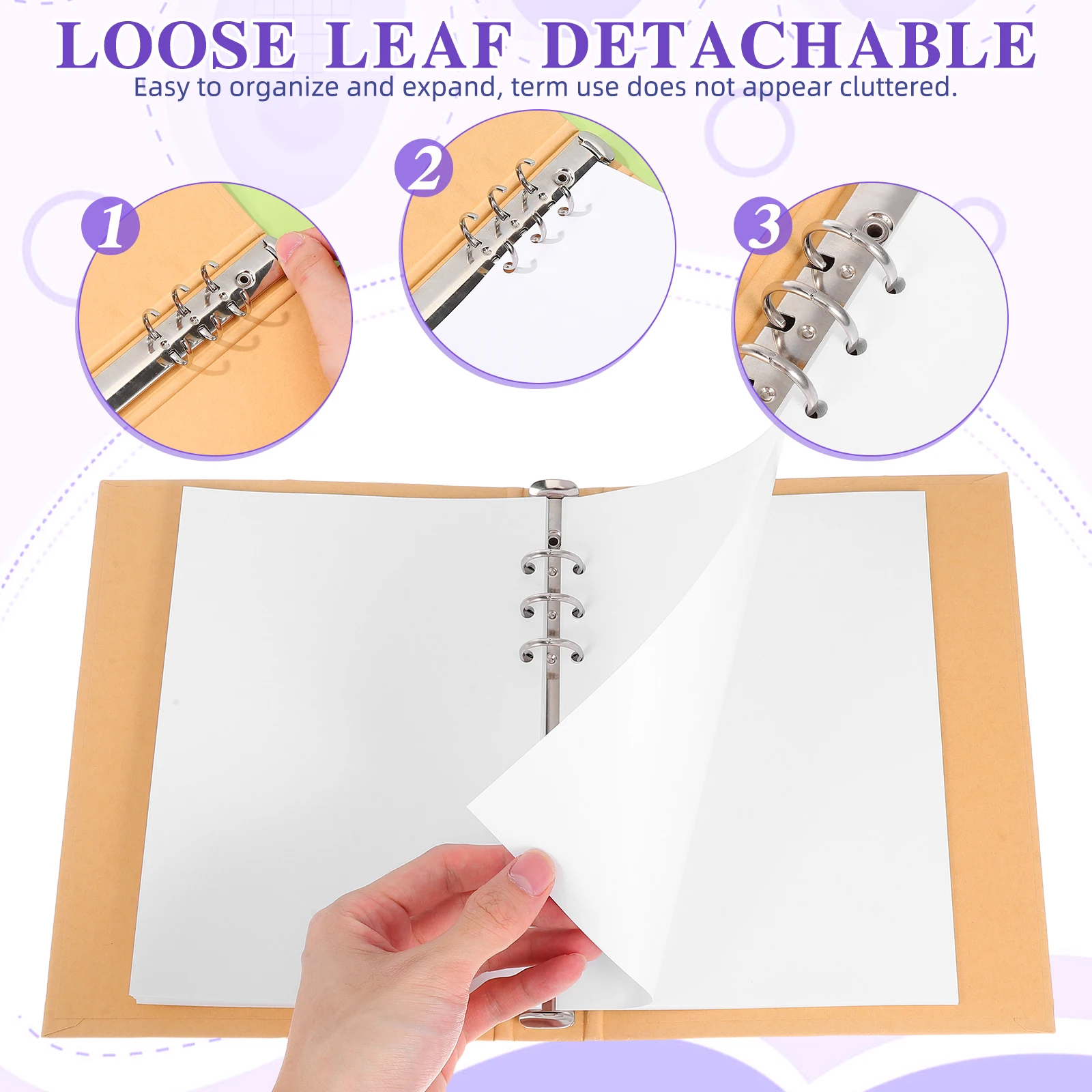 

A5 6-Ring Sticker Collecting Binder Insert Sheets Double-Side Reusable Release Paper For Sticker Album Organizer Refill