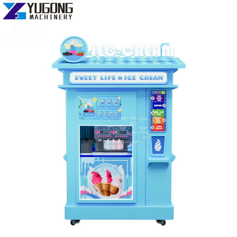 YG OEM Automated Operating Self-Service Coin Fully Automatic Vending Machines Softy Ice Cream Food Vending Machine With Robotic