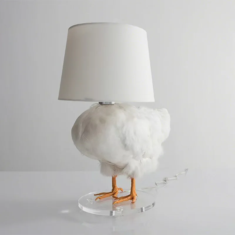 Easter White Cock Lamp Simulation Chicken Ornaments Resin Design Table Lamp Bulb Living Room Decoration