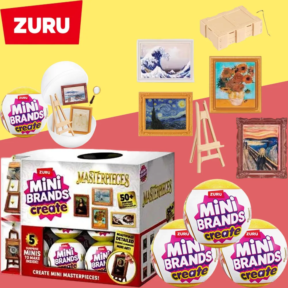 

ZURU Toys Mini Brands Original Blind Box Toys Miniature Masterpieces Series 1 Surprise Kawaii Mystery Box for Girls Painting