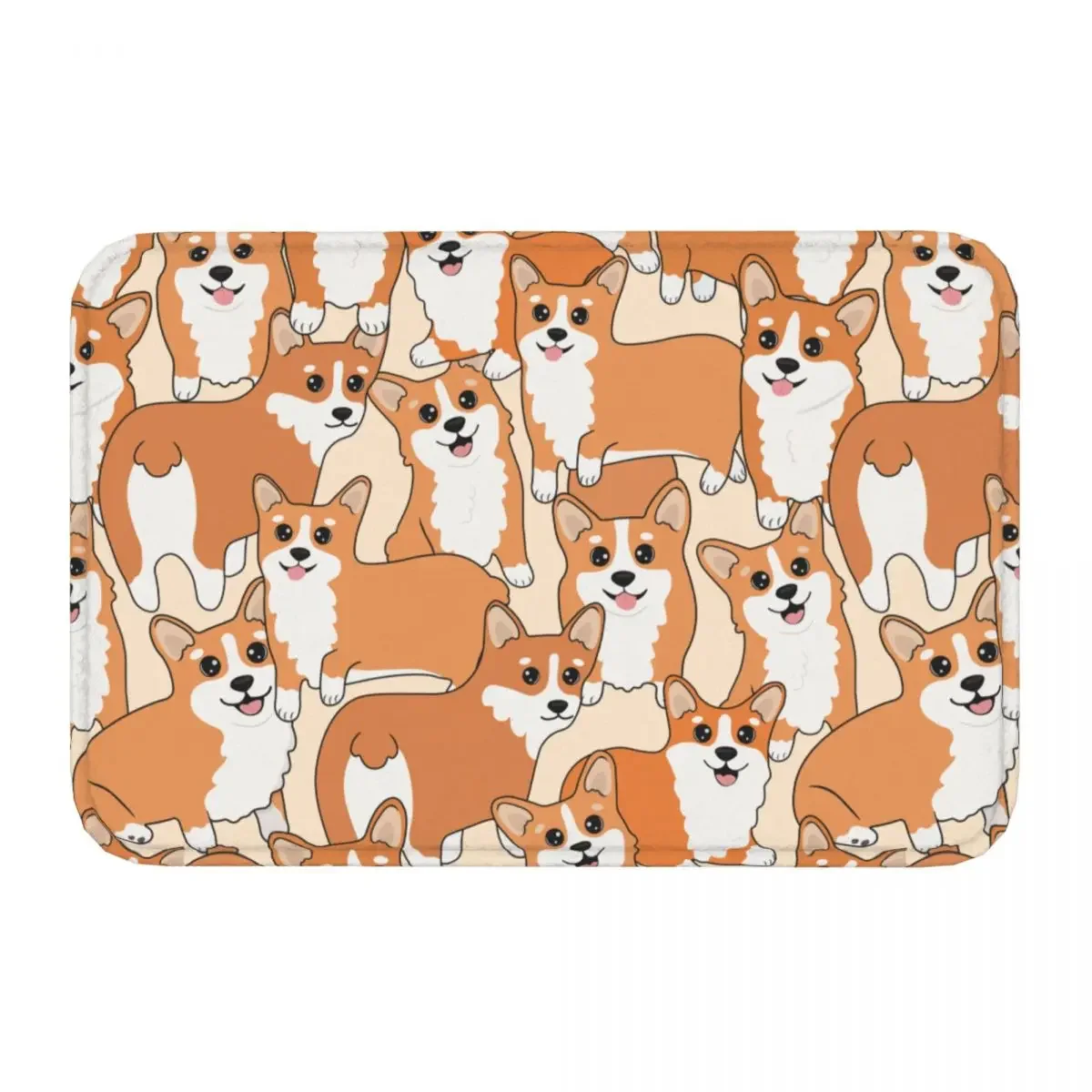 Non-slip Doormat Cute Corgi Carpet Bath Bedroom Mat Welcome Flannel Decor