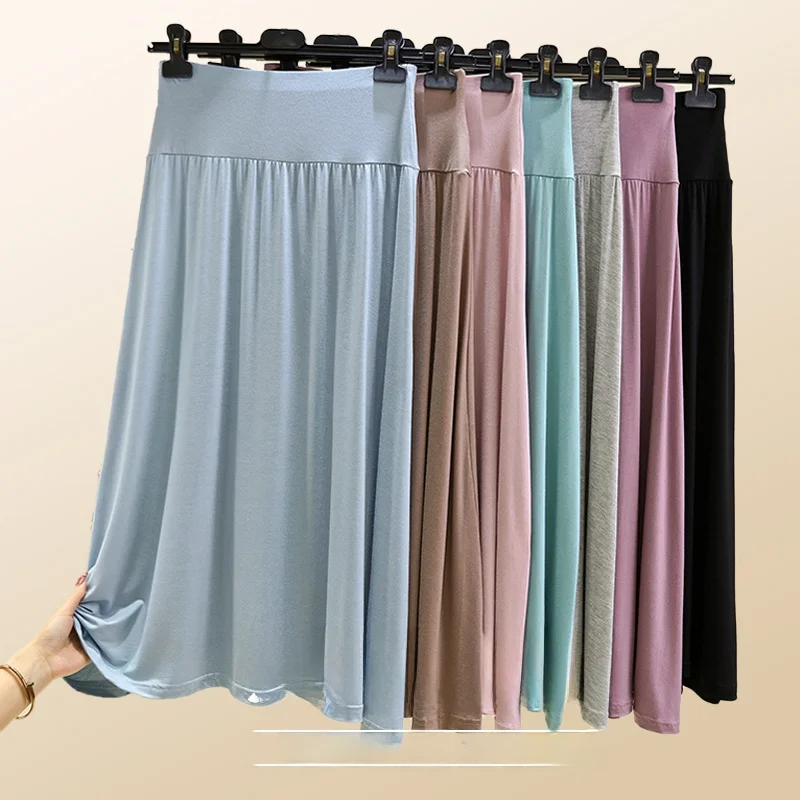 

Юбка-миди с высокой талией, женская летняя тонкая повседневная длинная юбка-зонтик, простая цветная юбка-зонтик, юбка трапециевидной формы, бренд July Deer