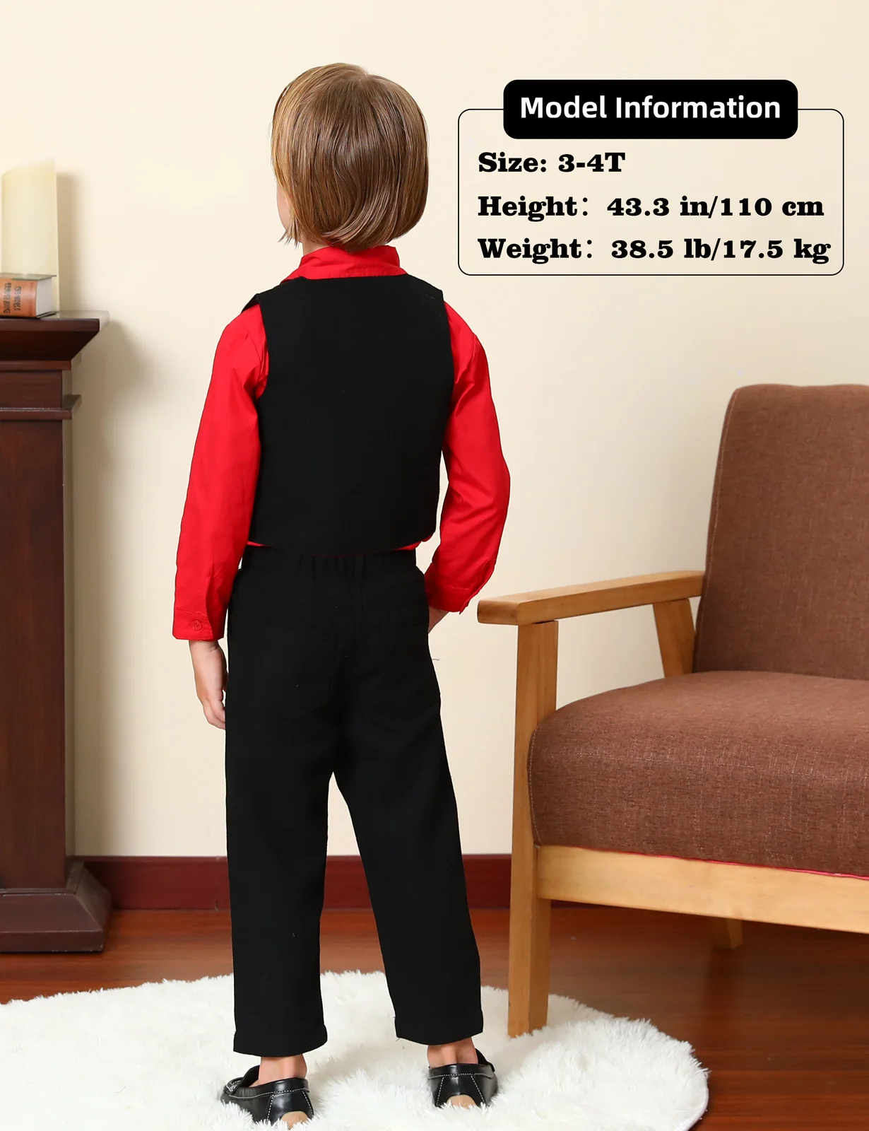 Toddler Christmas Formal Suit Kids Boys Red Black Clothes Set Baby Wedding Outfit Birthday Gentleman Shirt Pants Vest Bowtie