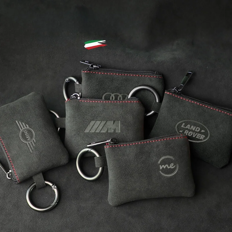 フリップレザーカーキーバッグジッパー収納ポーチキーホルダーシンプルキーカバーカードホルダーユニバーサルカーキーケース
