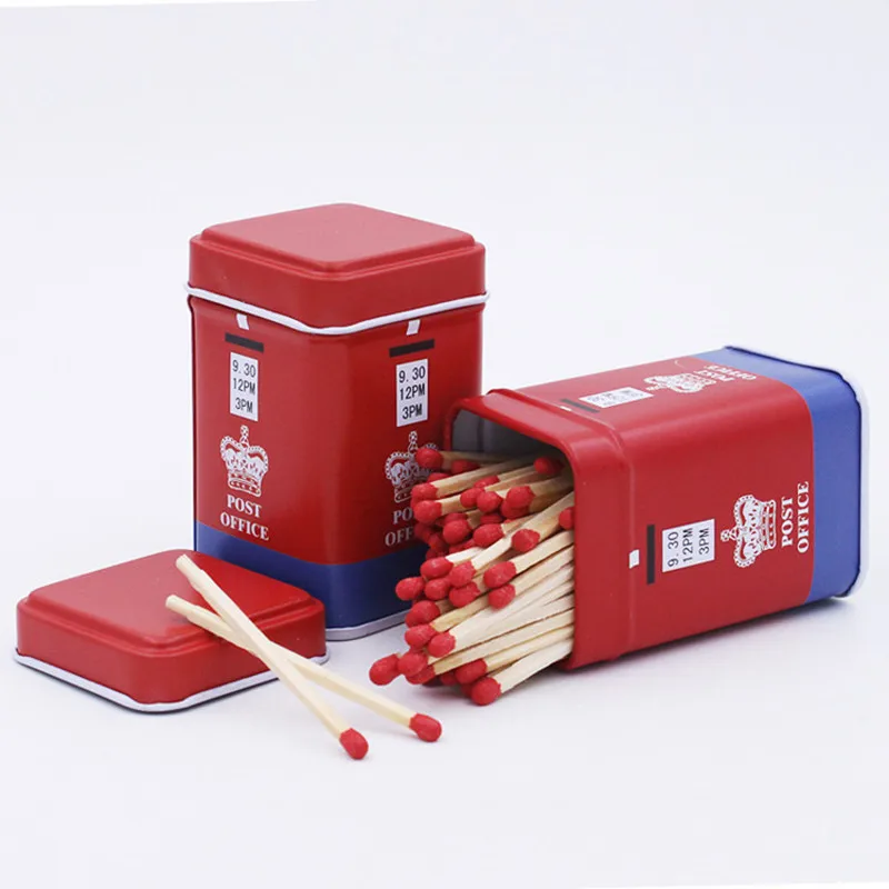 Extended Match 55mm Red Tinplate Point Smoked Pipe Cigar Professional Iron Box Safety Match