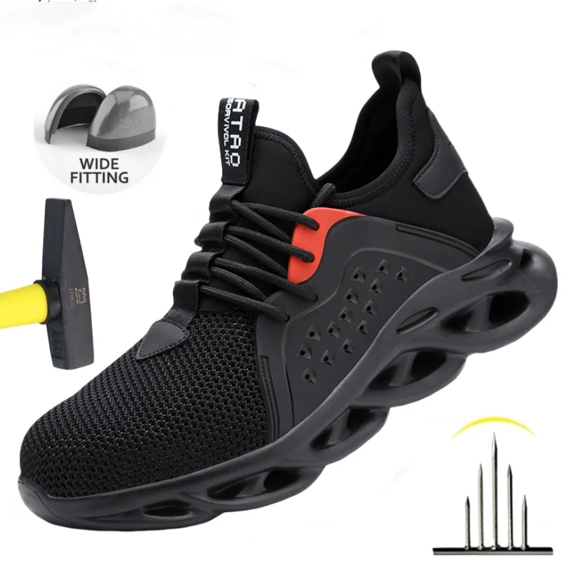 

Удобные неразрушимые защитные ботинки для мужчин, легкие рабочие кроссовки, мужские защитные ботинки с защитой от проколов, рабочие ботинки со стальным носком