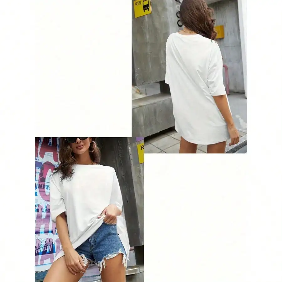 Schmetterlinge und Blumen180G reines lässiges Rundhals-T-Shirt für Damen, lässiges Kurzarm-Shirt für Frühling und Sommer