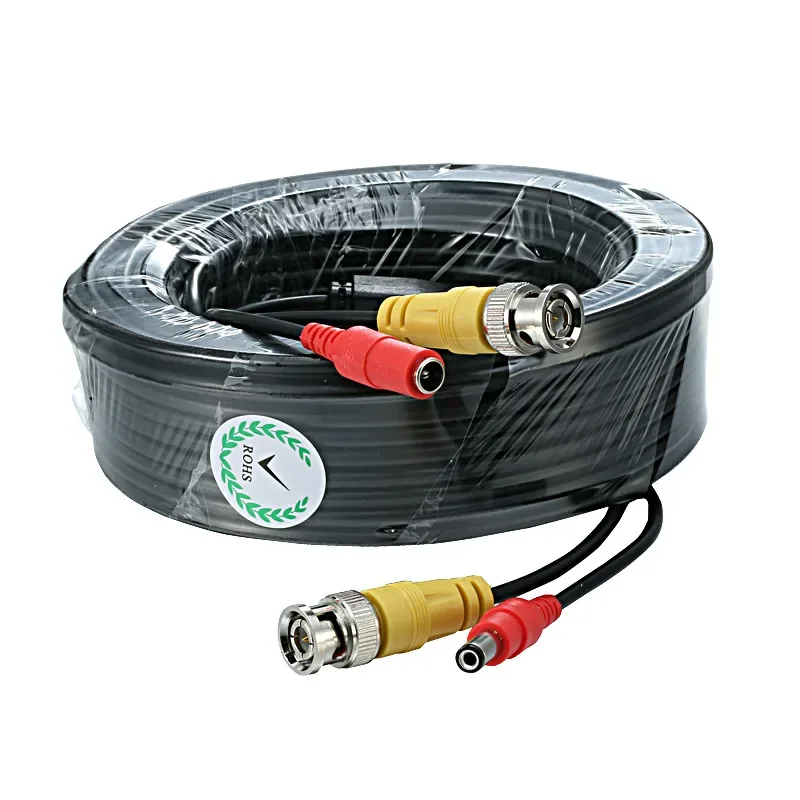 Cable de vídeo BNC de alta calidad, cámara CCTV de seguridad, alimentación de CC, núcleo de cobre, AHD, CVI, sistema de vigilancia DVR, Accesorios de instalación