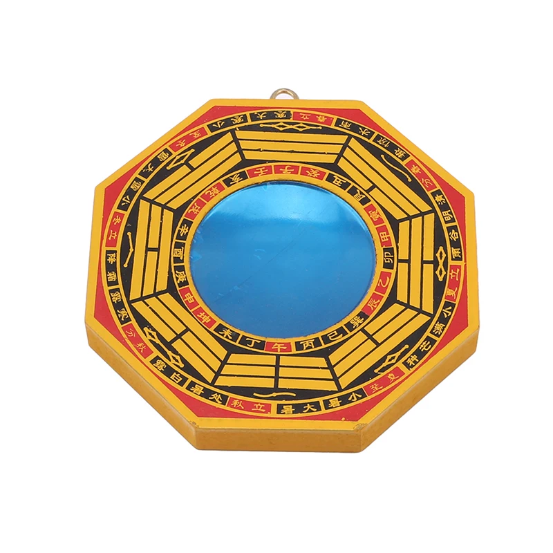 Chinese Lucky Feng Shui Ancient Dent Convex Bagua Wooden Mirror Figurines Home Office Decoration Tabletop Lucky Ornaments