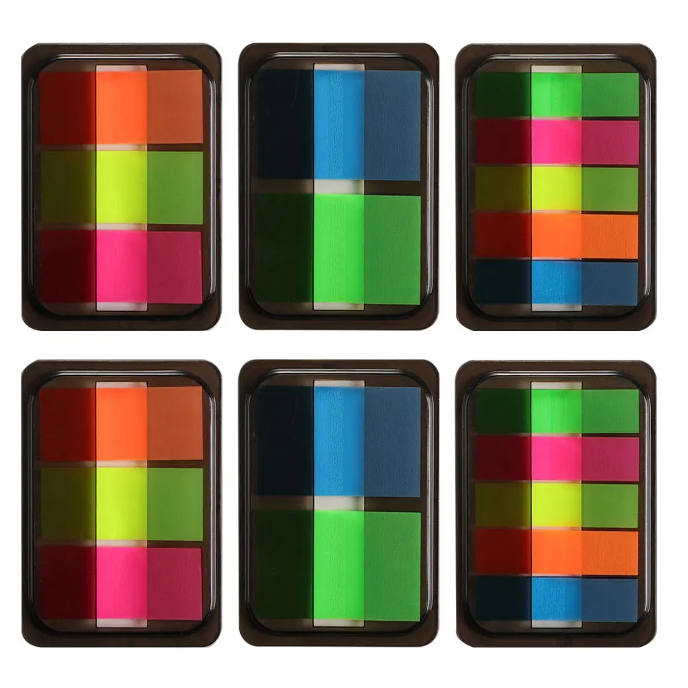 

6 Boxes Fluorescent Transparent Stickers Translucent Index Pay Neon Self- Bulk Paper Memo Pad