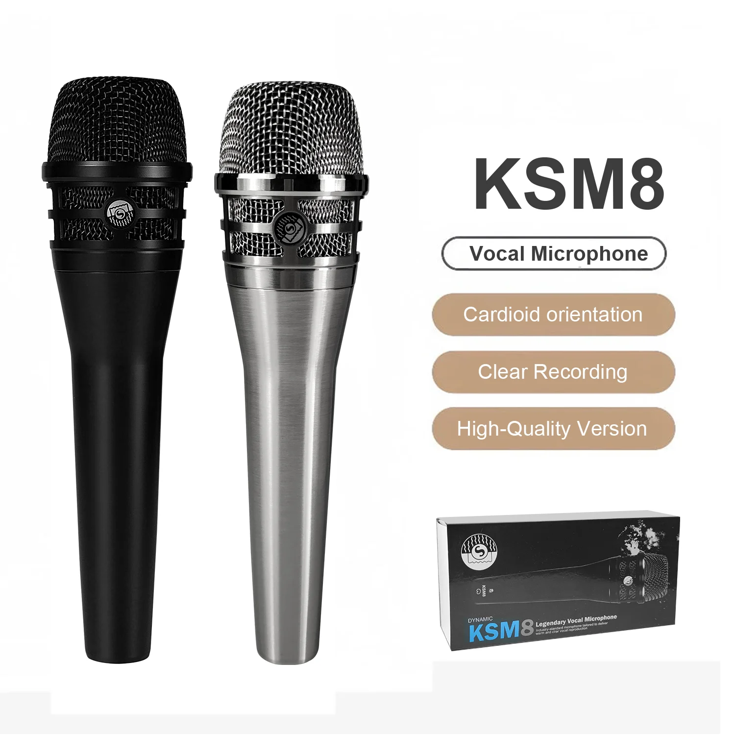 KSM8 Supercardioid Dynamic Vocal Microphone For Stage Performane Professional Wired Microphone for Karaoke Recording Singing