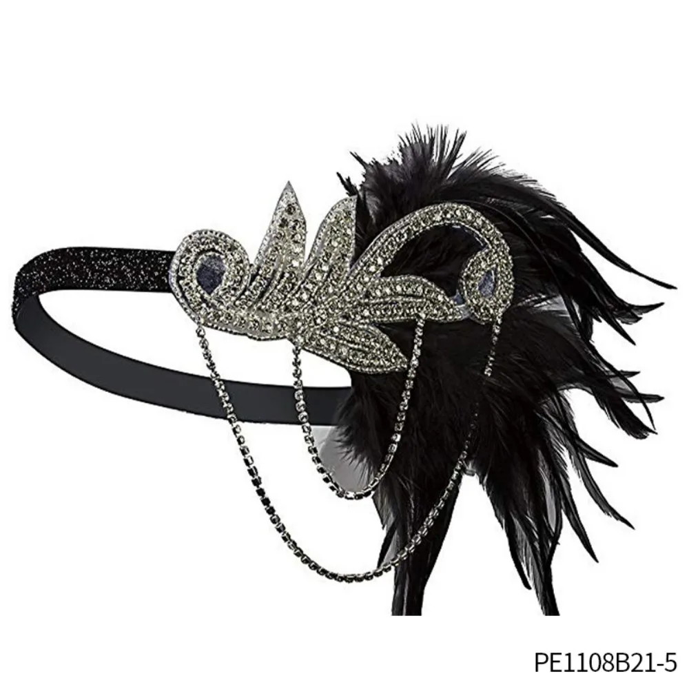 PESENAR Vintage 1920s Flapper Fashion Accessory Set - Elegant Headpiece, Long Gloves, Jewelry