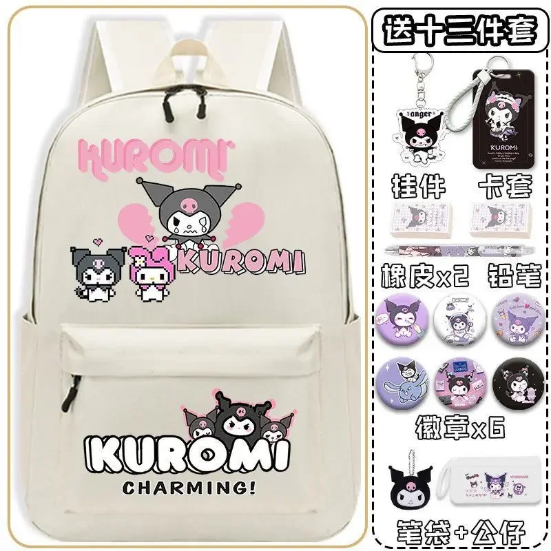 Sanrio Coolomi Mochila de Grande Capacidade para Crianças, Mochila Feminina, Proteção da Coluna, Impermeável, Durável, Estudante, Novo