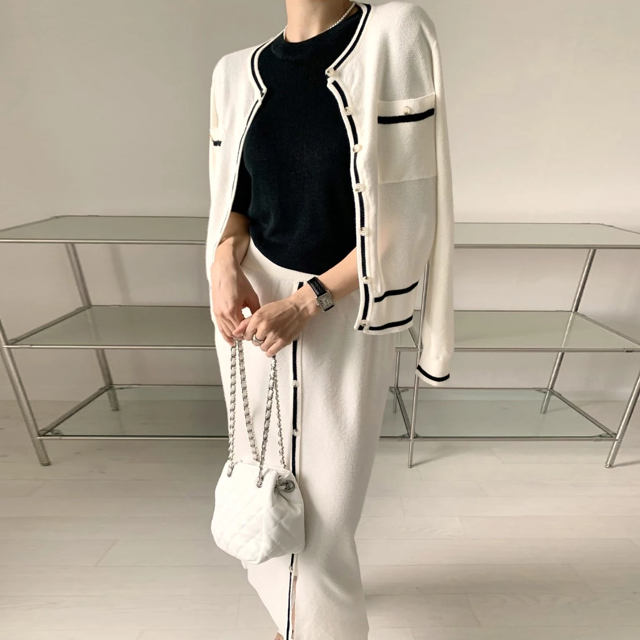 New Autumn Winter Knitted Two Piece Set for Women Long Sleeve O-neck Cardigan Top + Long Skirt Sets Elegant Suits Tracksuit Y2k