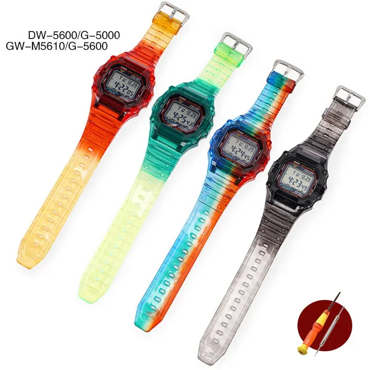 Transparent TPU Resin Strap Bezel for Casio G-SHOCK DW-5600 GW-M5610 5600 GLS-5600 Men Replace Watch Band Protective Case Kit