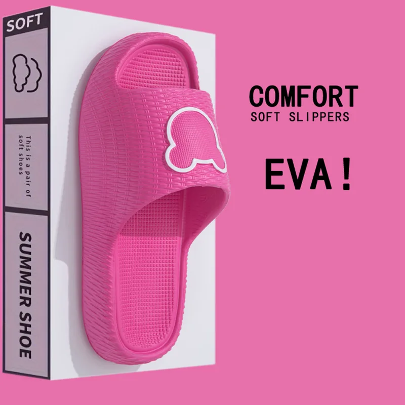 

New EVA slippers women's summer indoor home bathroom men's thick bottom sandals