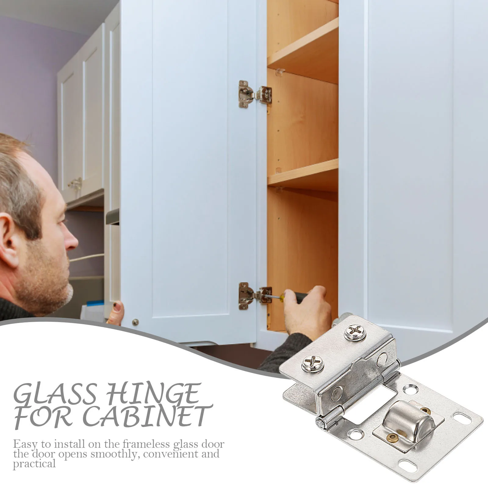 

4Pcs Glass Door Hinge Stainless Steel Frameless Cabinet Door Hinges Heavy Duty Glass Gate Pivot Clamp Replacement