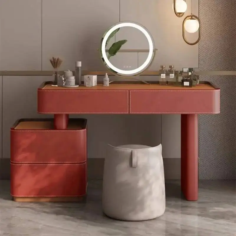 

Wood Dresser Mirror Storage Makeup Stool Wooden Modern Luxury Sets Dressers Vanity Drawer Storage Schmink Tisch Furniture Home