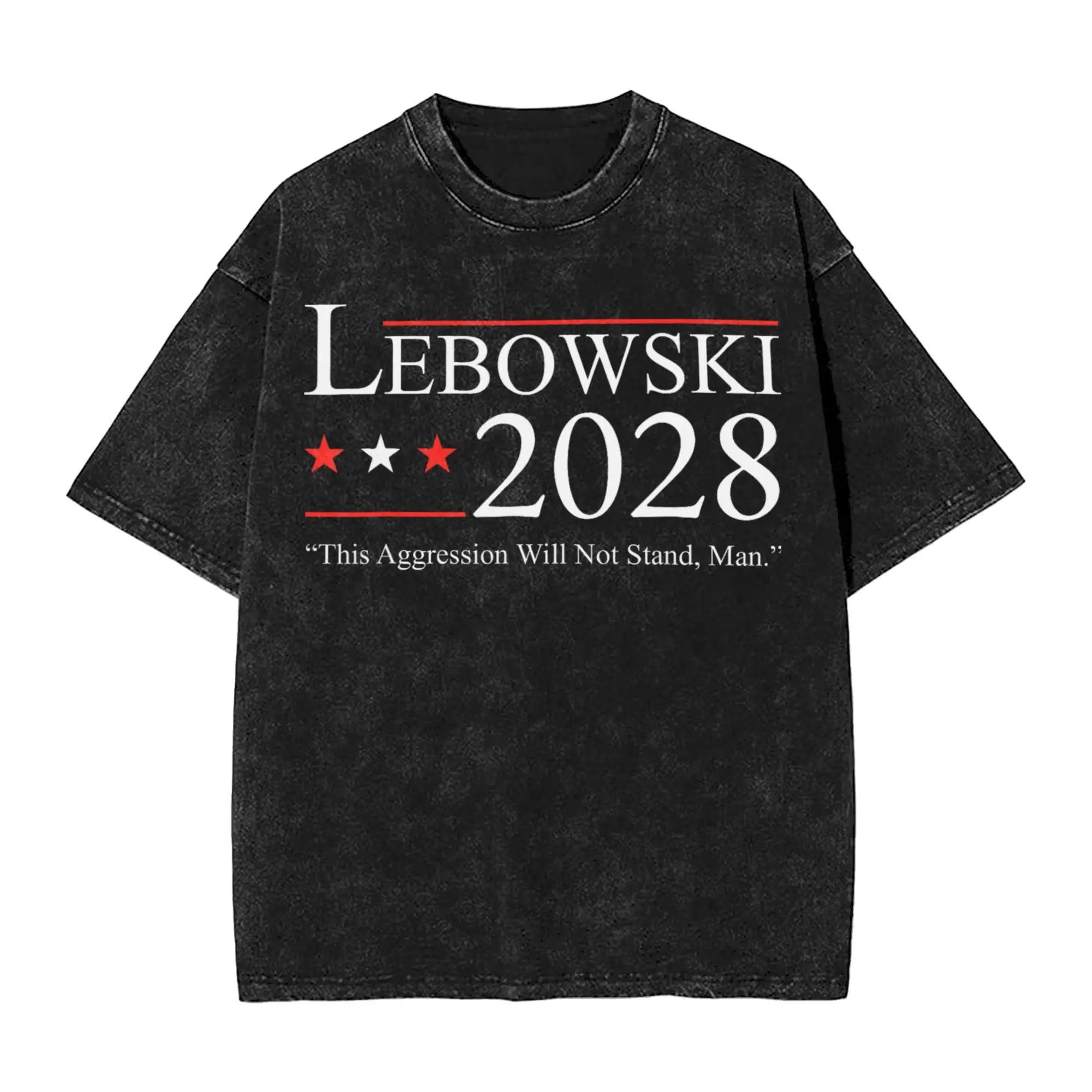 Washed T Shirts Lebowski Political Election Vote 2028 T-Shirt Oversize Comedy Streetwear 100% Cotton Summer Tops Tees Men Women