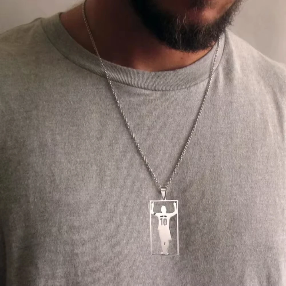 CR7 Messi Stainless Steel Necklace Football Soccer Star Cristiano Ronaldo Leo Messi Pendant Clavicle Charming Gifts For Men