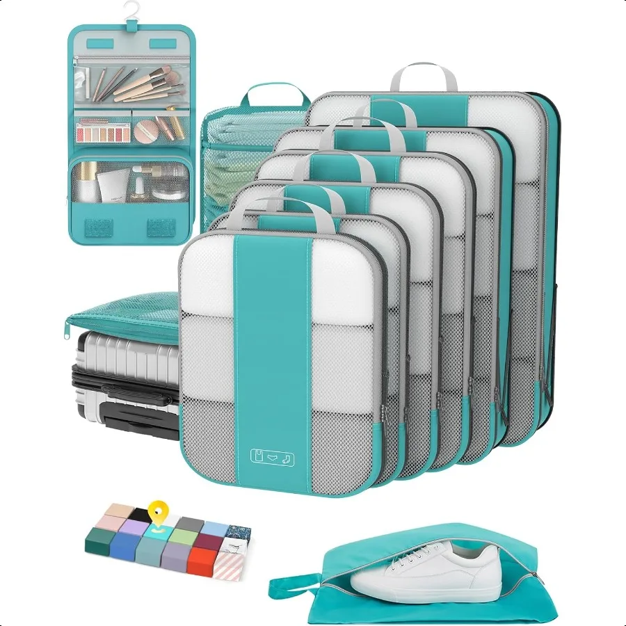 

10 Set Comprion Packing Cubes for Travel entialsComprible Expandable Packing Cubes for Suitcase Lage Organizer Bags for Travel