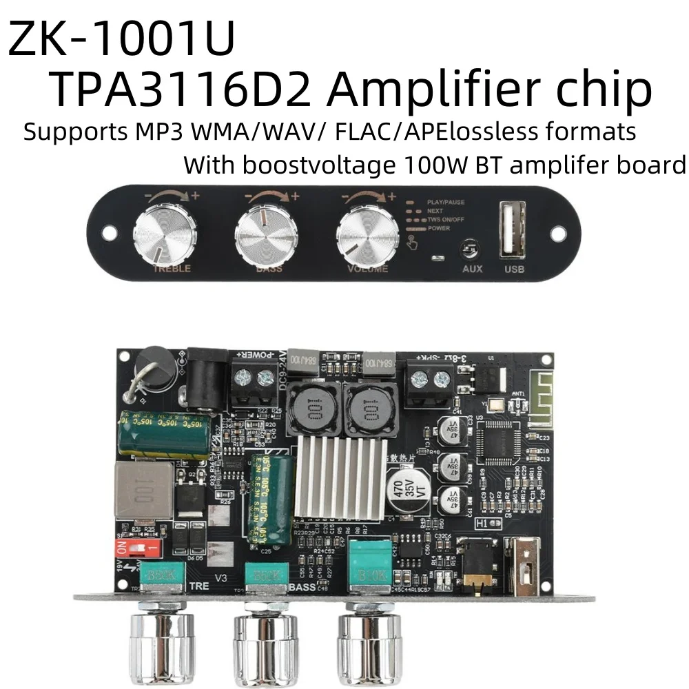 ZK-1001U تيار مستمر 9-24 فولت أحادية 100 واط BT مكبر للصوت لوحة تركيبية يدعم WUZHI الصوت APP MP3 مكبر للصوت رقاقة TPA3116D2 #1