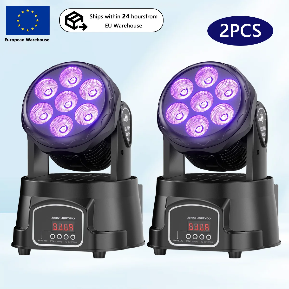 2PCS 7x10W Faretto LED a Testa Mobile 4 IN 1 RGBW DMX512 Luce Wash Professionale per Effetti Scenici per Discoteca DJ Festa Musica e Club di Danza