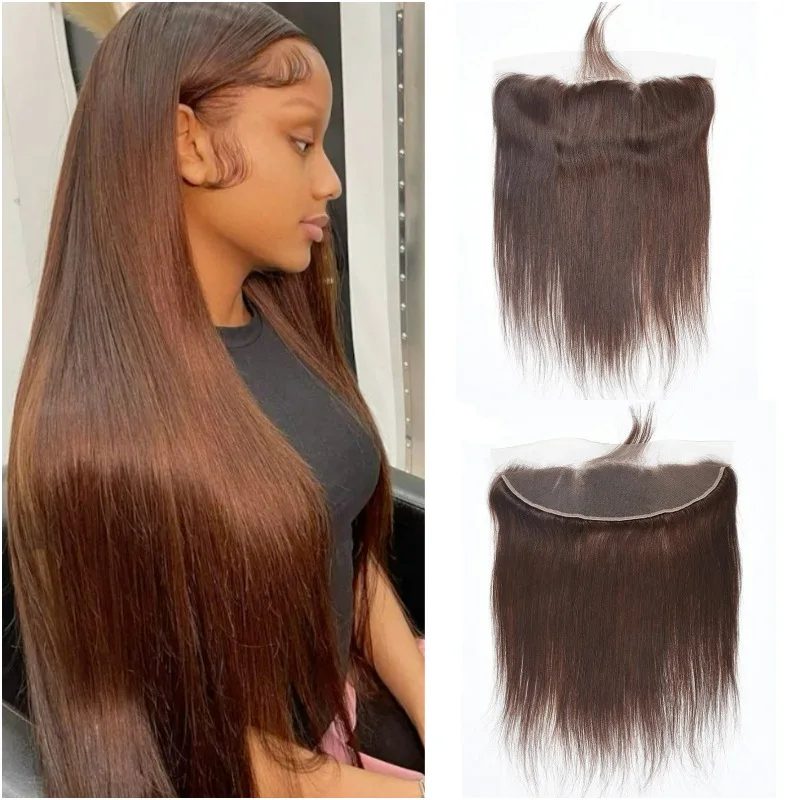 

High Quality #4 12A 13x4 Lace Frontal 8-22 inch Straight Human Hair Brazilian Virgin Full Hand Weaving Pre Plucked Baby Hair
