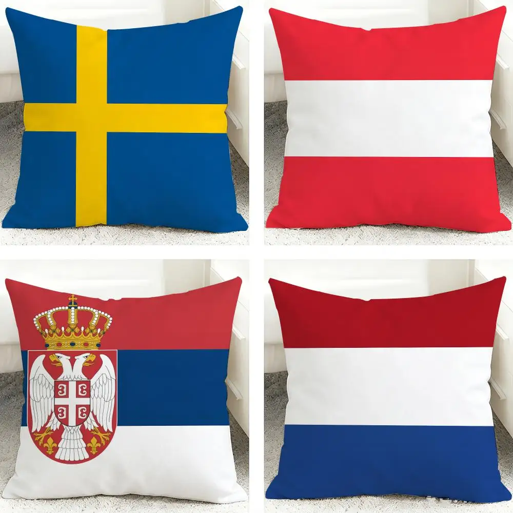 Switzerland Netherlands Sweden Cushion Cover 40x40cm Square Decorative Sofa Cushion Cover Bedroom Living Room Home Decor Gift