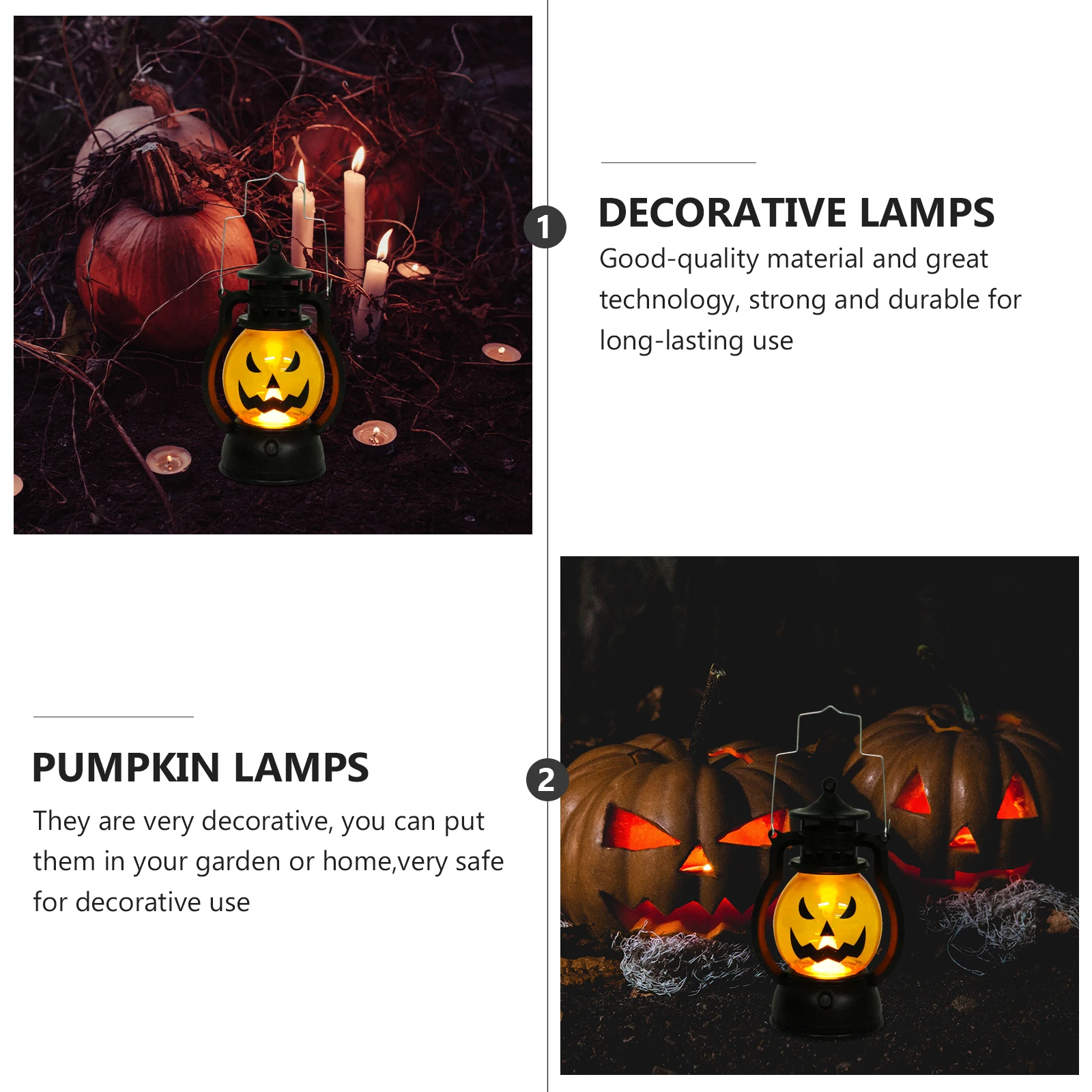 

3 Pcs Halloween Pumpkin Lamps Plastic Skull Decorations LED Light Garden Home Party Gifts Strong Durable Safe Environmental