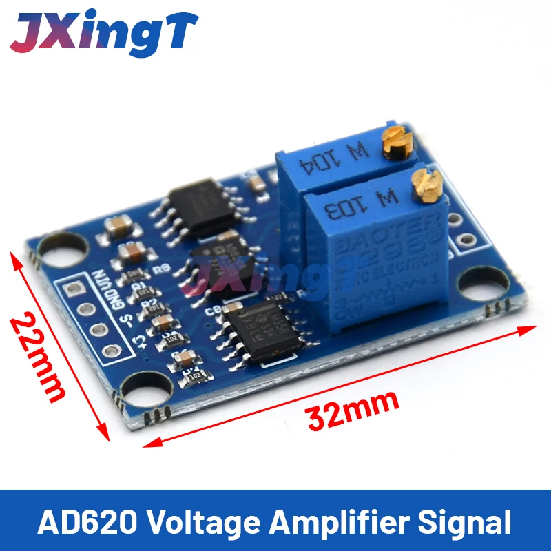 AD620 Microvolt MV Voltage Amplifier Signal Instrumentation Module Board 3-12VDC