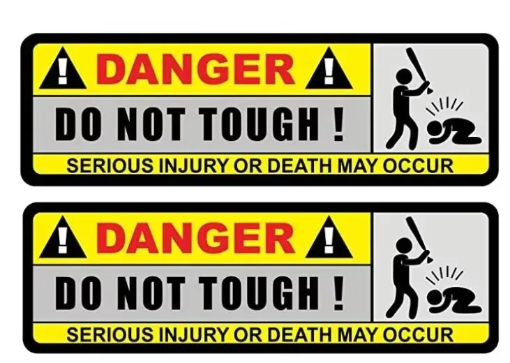 2Pcs Car sticker Danger do not touch serious injury or death may occur PVC Decal Car Sticker Warning Car Note Reflective sticker