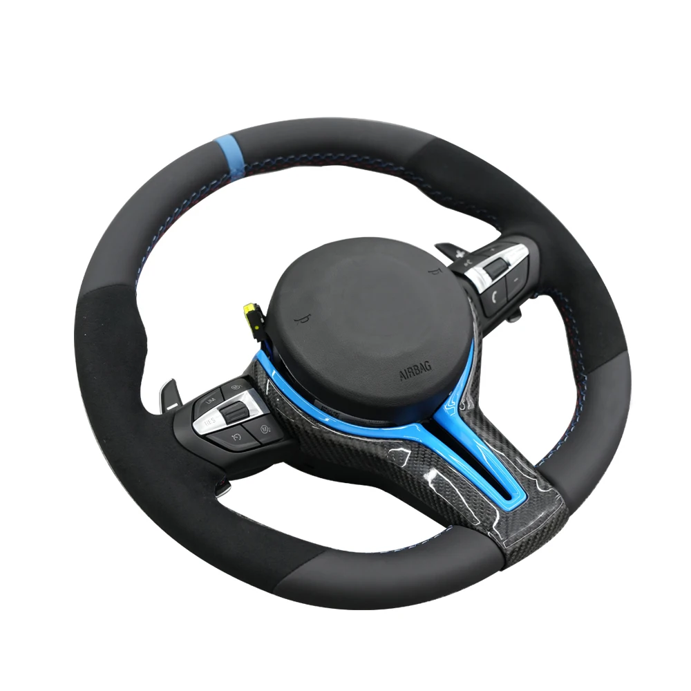 Hochleistungs-Lenkrad aus blauem Carbon für BMW 1/2/3/4 F20 F22 F30 F32 M2 M3 M4 KOMPLETTES SET