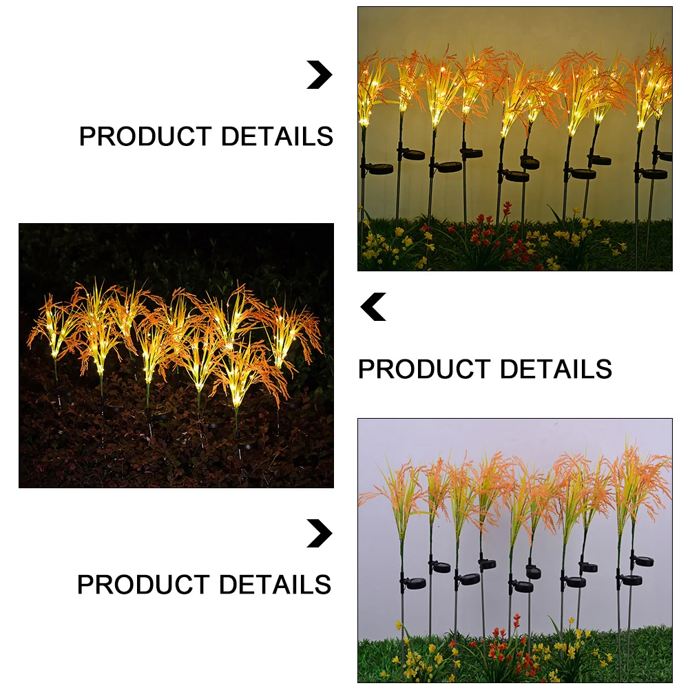 

2pcs Solar Lamp Simulated Wheat Waterproof Outdoor Garden Lawn Night Light for Villas Parks Scenic Spots Rice Shape Charging